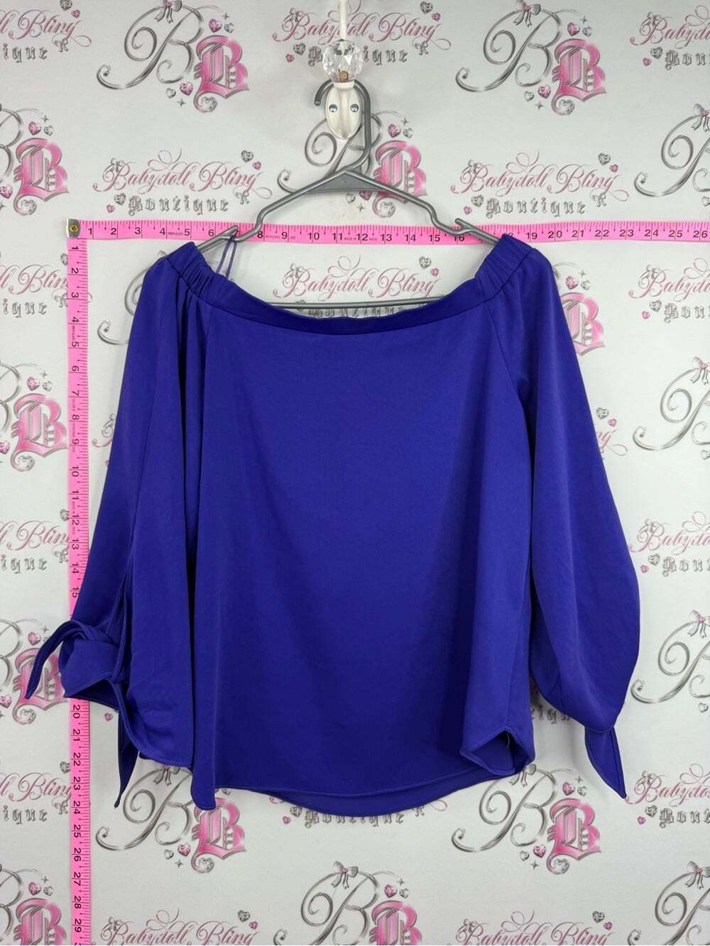 Design Lab Lord & Taylor Off-Shoulder Royal Purple Blouse